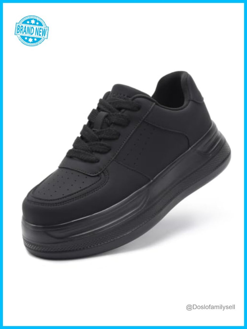 Platform Walking Shoes Lace Up Lightweight Leather Sneakers